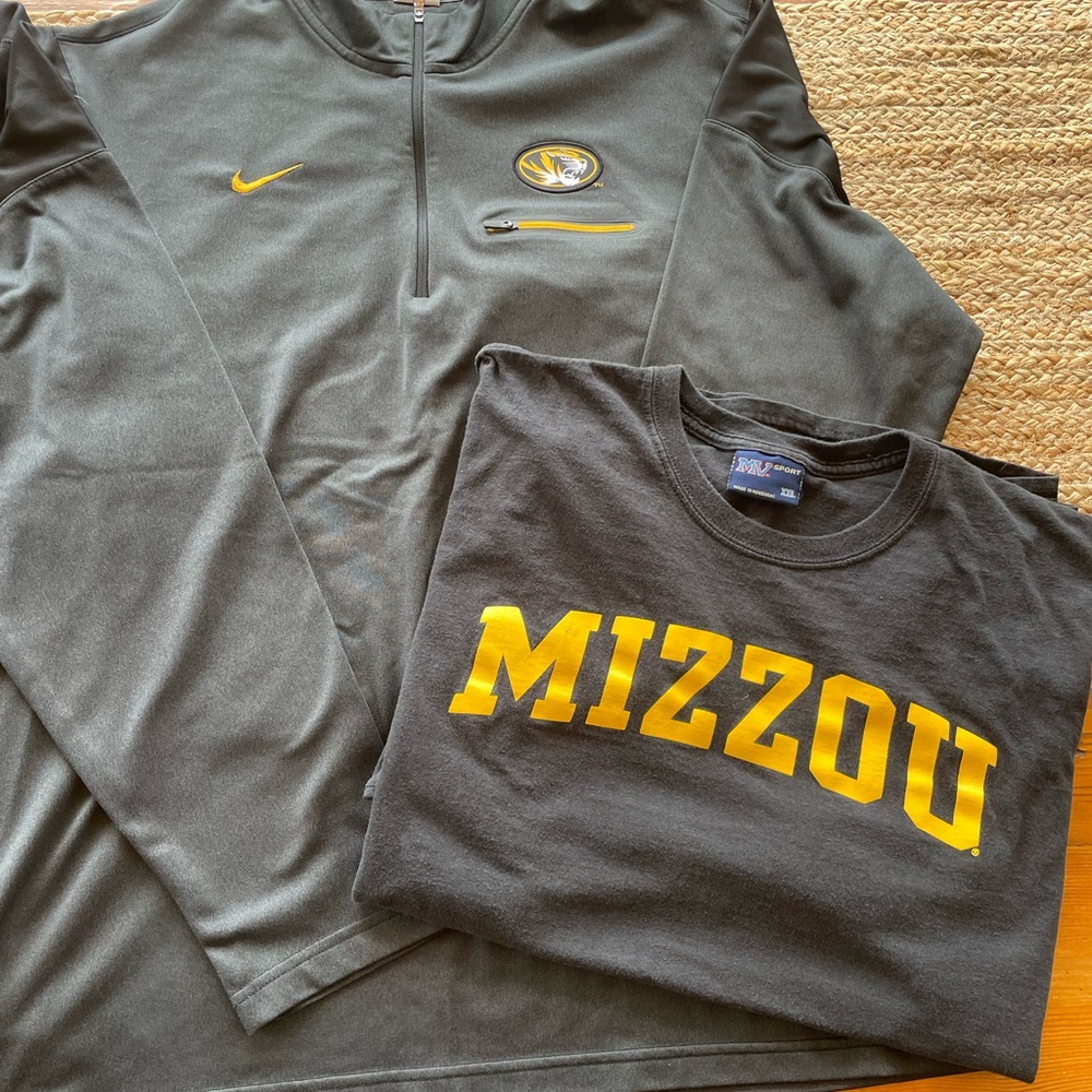 Nike Black and Gold Mizzou Sweatshirt Set with Mizzou T-shirt